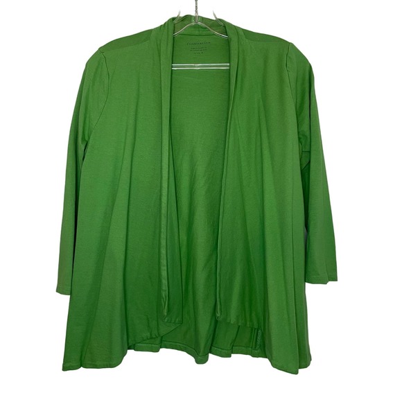 Charter Club Open Front Cardigan Green Women's Size M 3/4 sleeves cotton modal - Picture 1 of 8